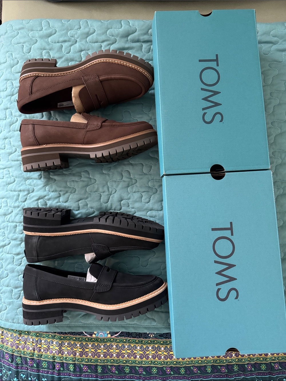 TOMS Women's Penny Loafers in Brown and Black - Picture 3 of 8